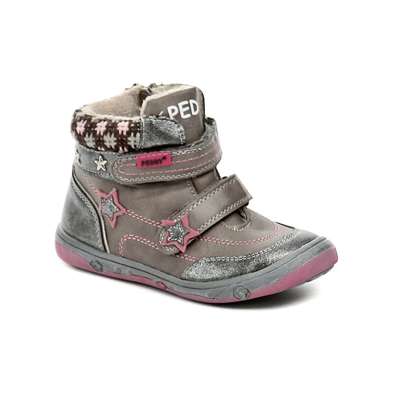 Dětská obuv Peddy PV-636-32-06 šedo růžové dívčí zimní boty
