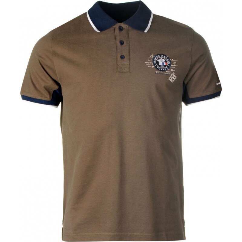 Pierre Cardin Badge Polo Shirt Mens, khaki