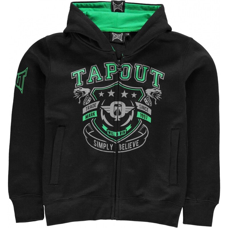 Tapout Print Full Zipped Hoody Junior Boys, black