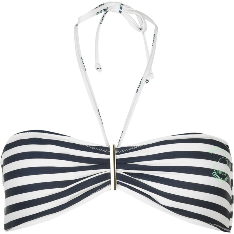 SoulCal Stripe Bandeau Bikini Top Ladies, navy/white