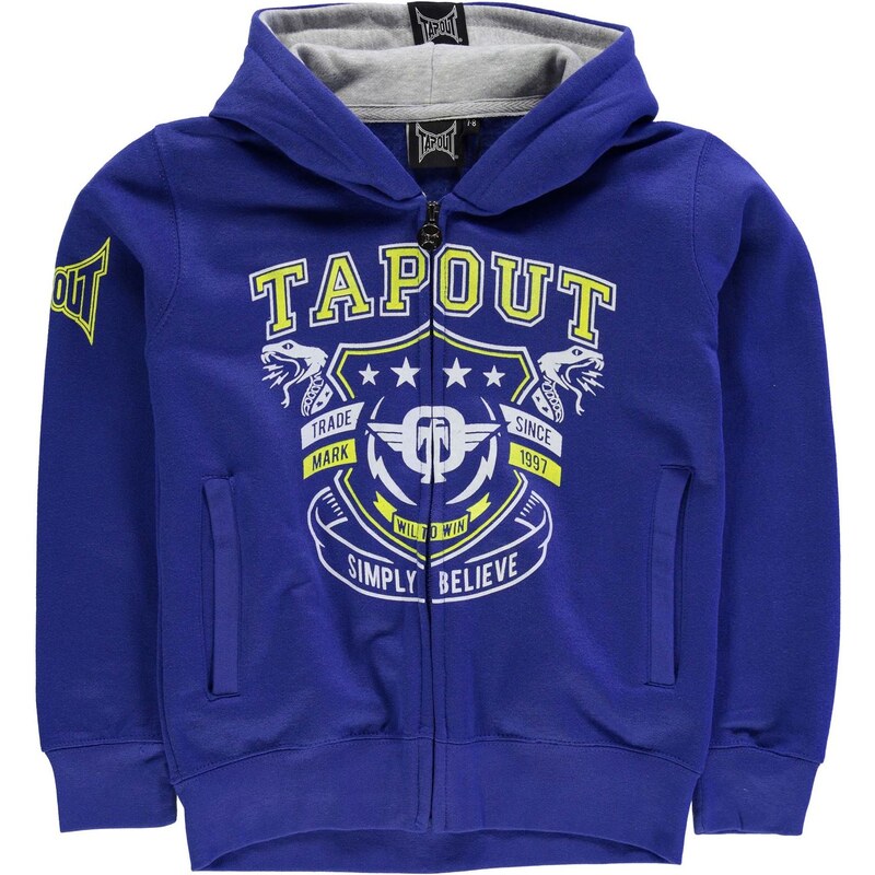 Tapout Print Full Zipped Hoody Junior Boys, royal