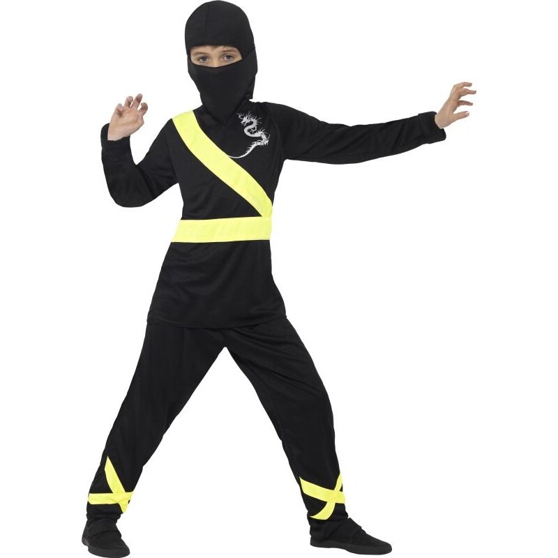 Dětský kostým Ninja černo-žlutý Pro věk (roků) 10-12