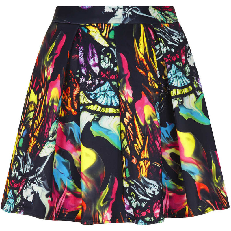 Topshop **Printed Scuba Skater Skirt by Oh My Love