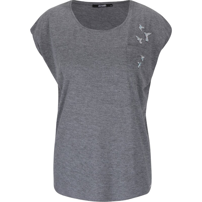 Tmavě šedé dámské tričko s aplikací Haily´s Bird