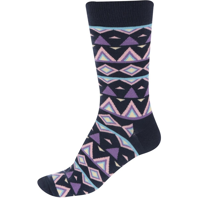 Tmavě modré pánské ponožky se vzorem Happy Socks Temple
