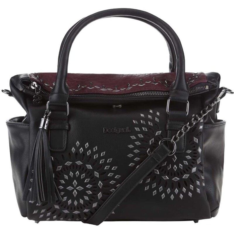 Vínovo-černá kabelka s kovovými detaily Desigual Liberty Luxury Dreams