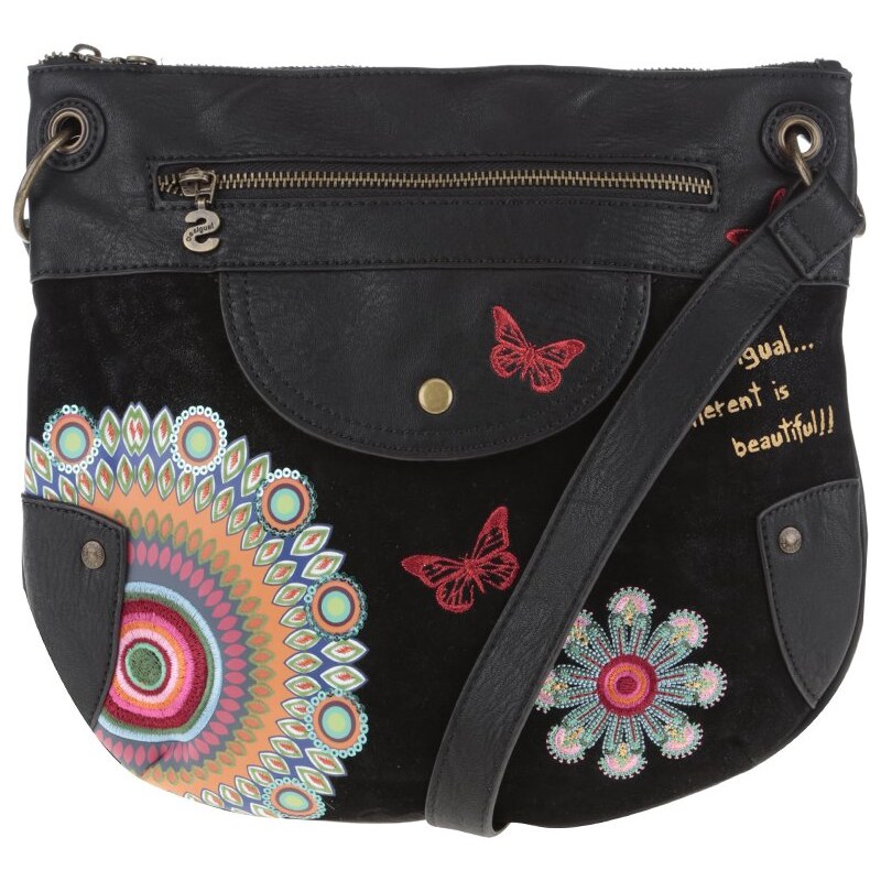 Černá koženková crossbody kabelka Desigual Brooklyn Candy