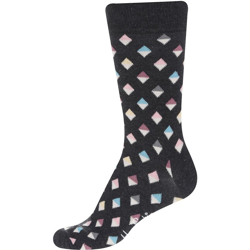 Tmavě šedé pánské ponožky se vzorem Happy Socks Mini Diamond