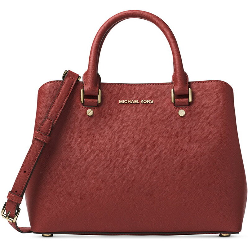 Kožená kabelka Michael Kors Savannah medium brick