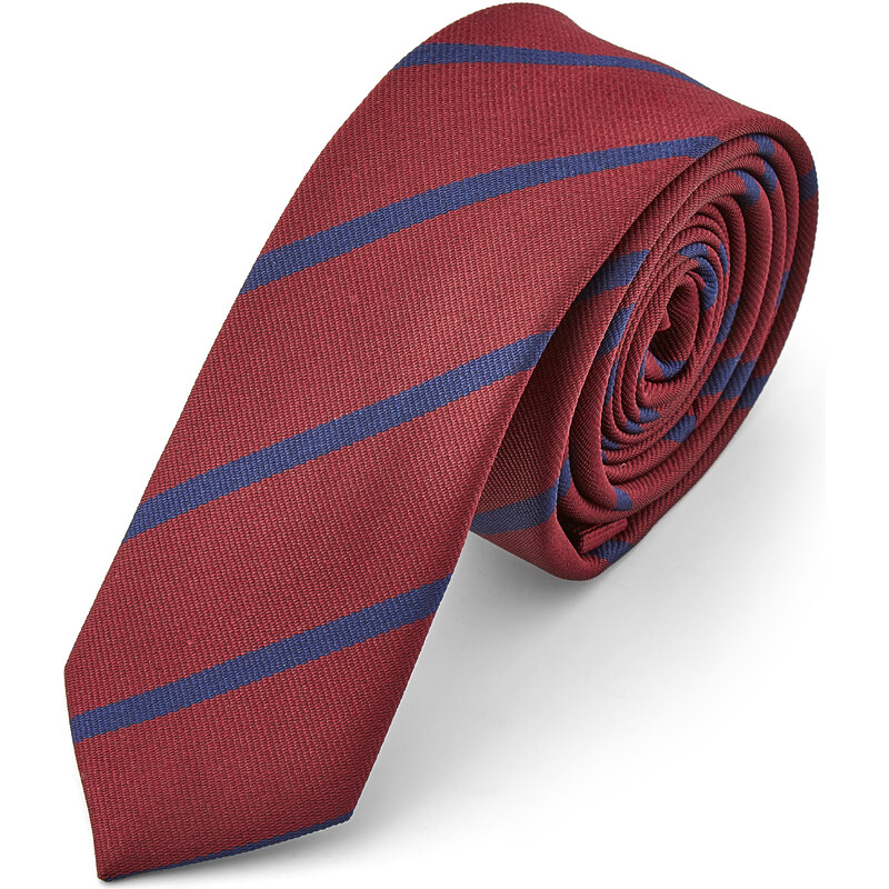 Trendhim Červeno-modrá pruhovaná kravata Metalic P7-1-7540