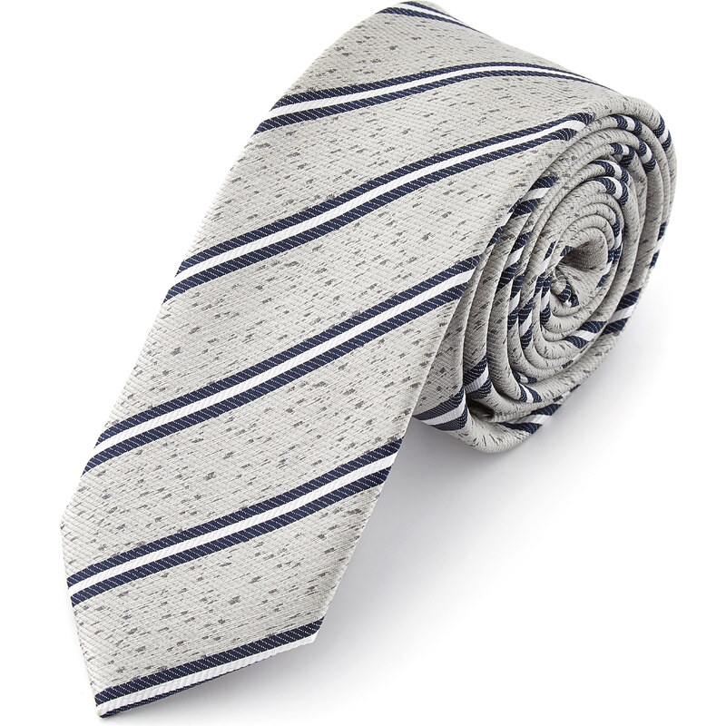 Trendhim Modro-stříbrná kropenatá kravata s proužky A15-4-11987