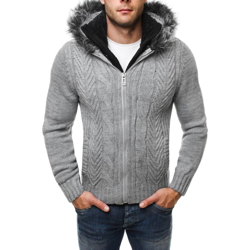 Stylový šedý svetr na zimu 4804
