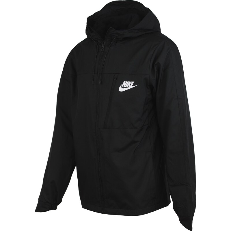 Nike Jarní bunda na zip s kapucí černá M