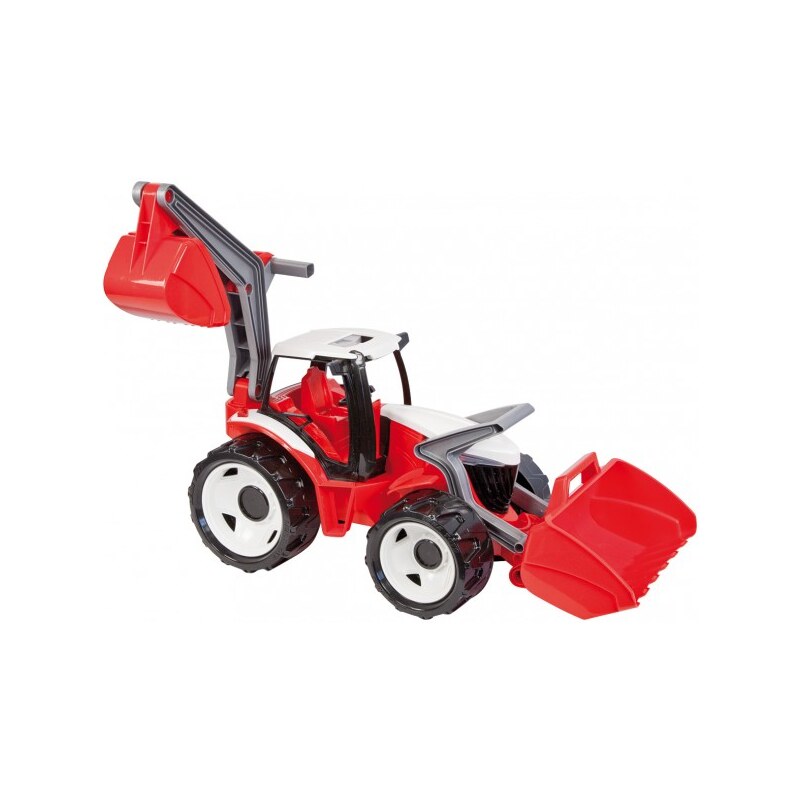 LENA Traktor se lžící a bagrem plast červeno-bílý 65 cm
