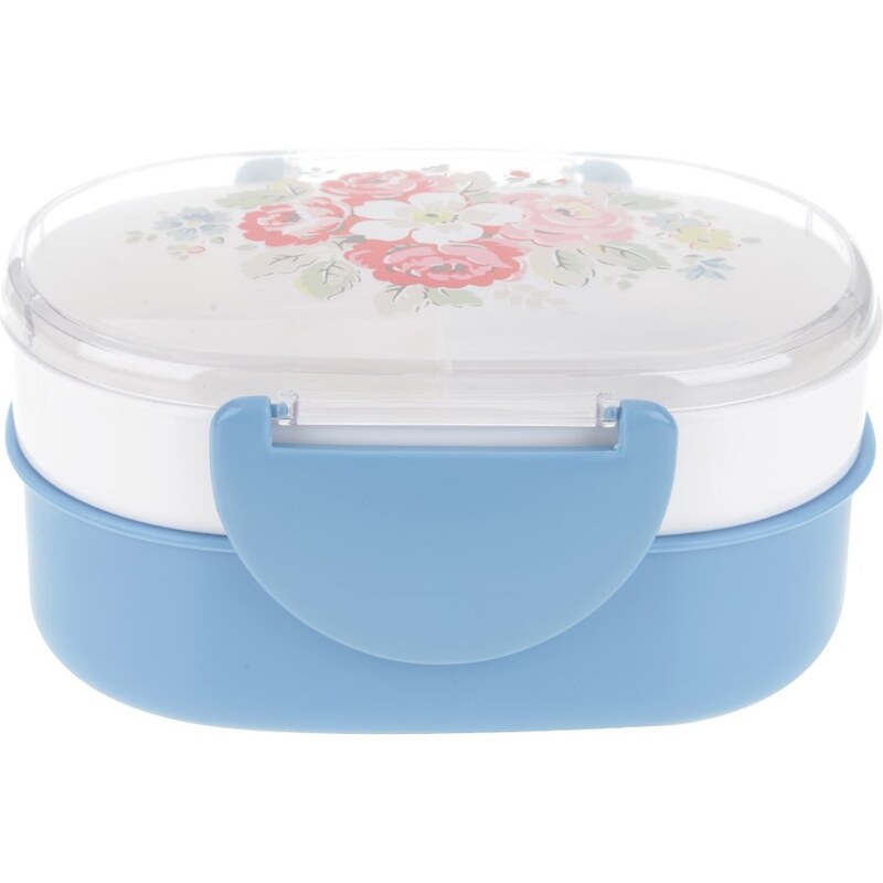 Bílo-modrá plastová krabička na jídlo s květovaným víčkem Cath Kidston