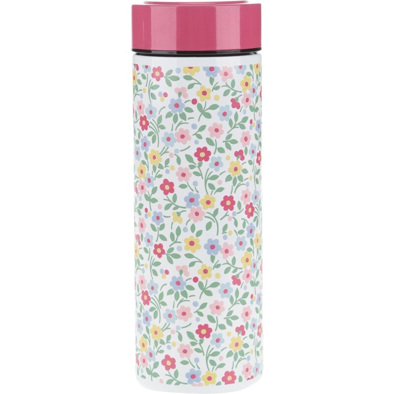 Bílá květovaná termoska s růžovým víčkem Cath Kidston