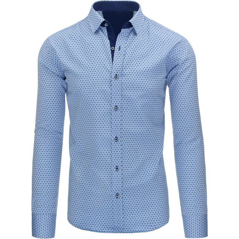 Módní světle modrá pánská košile z čisté bavlny