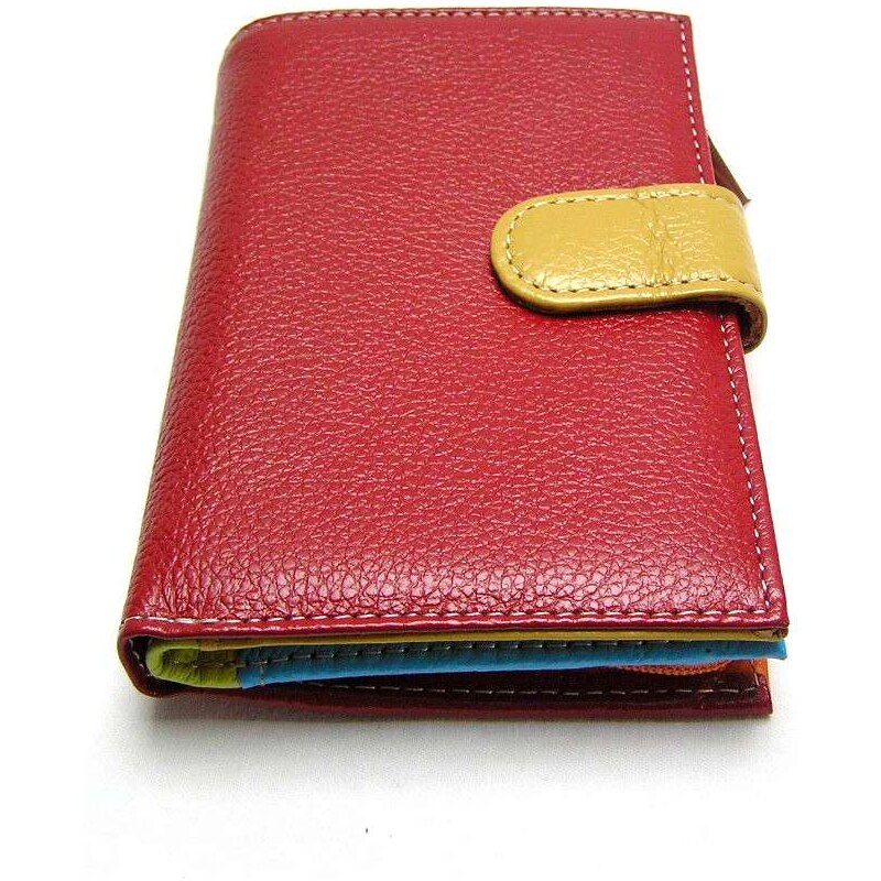 Ostatní Barevná kožená peněženka - červená