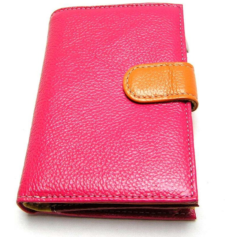 Ostatní Barevná kožená peněženka - růžová
