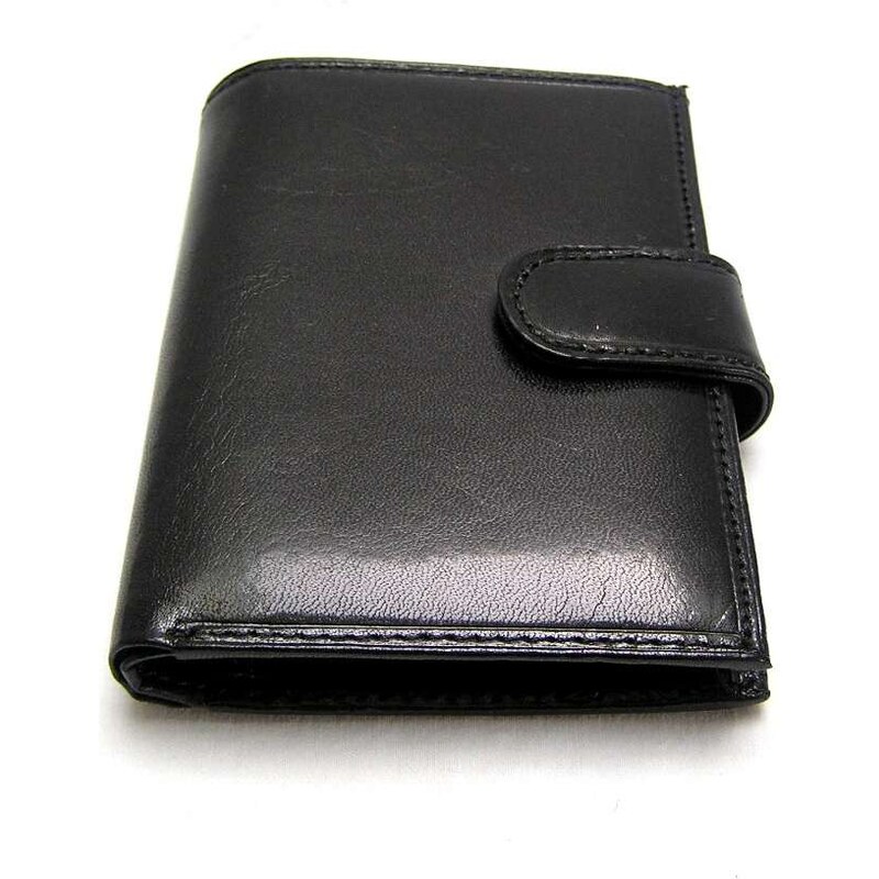 Ostatní Pánská kožená peněženka s přezkou - černá