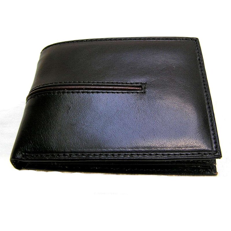 Ostatní Černá pánská peněženka s všitým koženým pruhem černé barvy