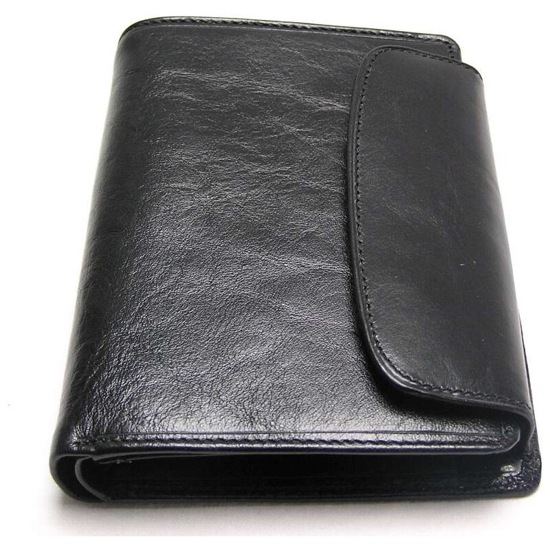 Ostatní Pánská kožená peněženka s klopnou - černá