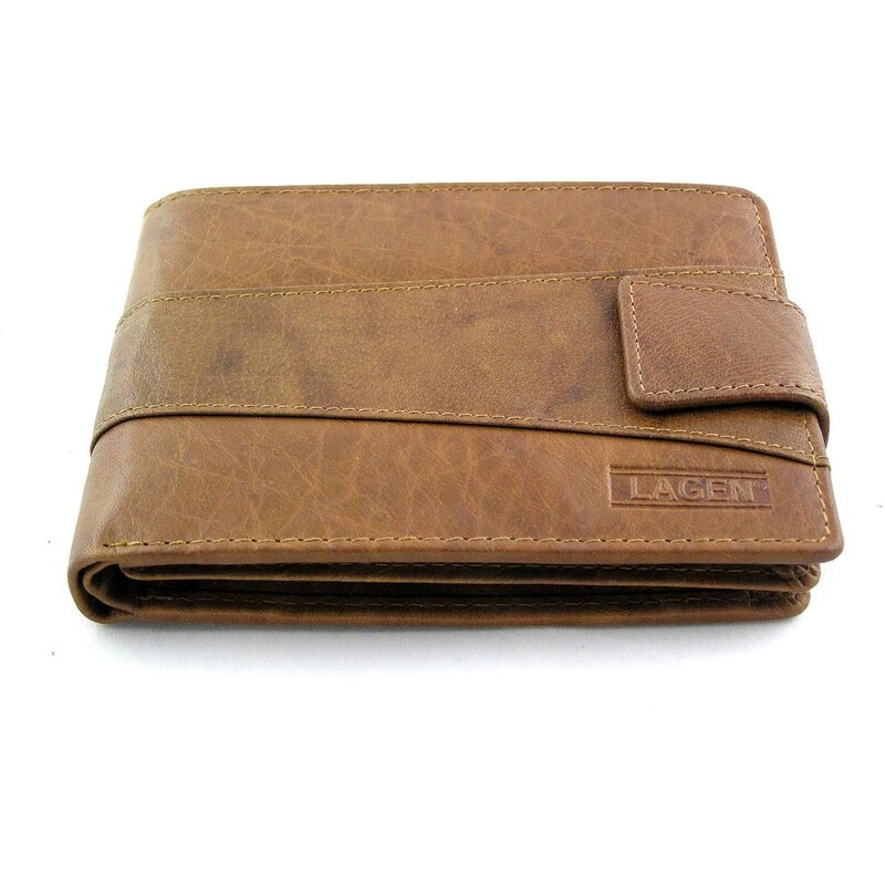 Kožená peněženka Lagen s přezkou - světle hnědá