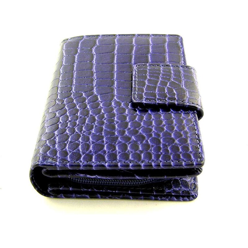 Kroko kožená peněženka Lagen - modro-fialová