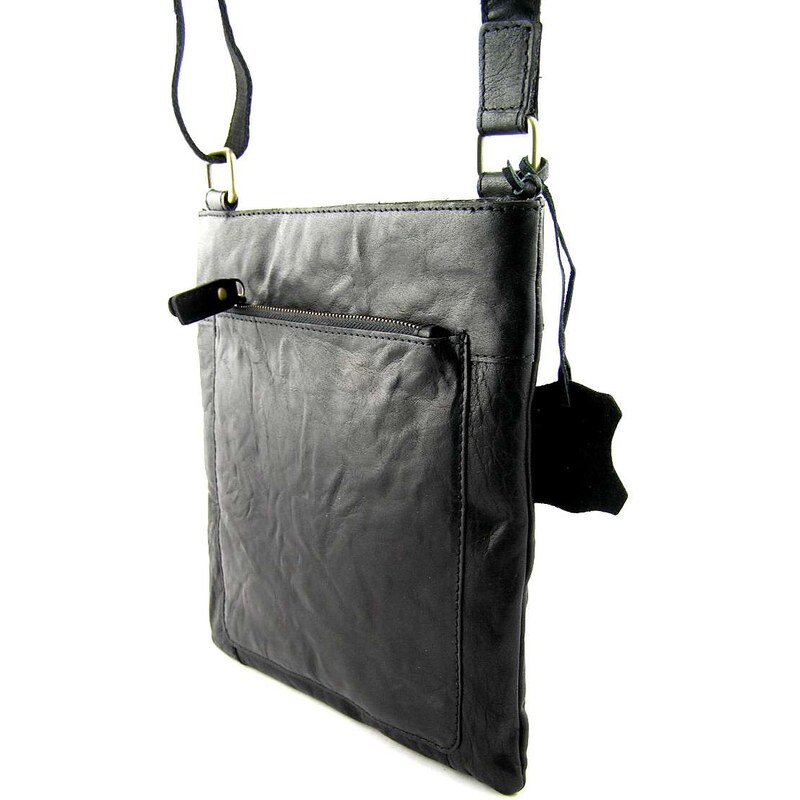 Kožená taška přes rameno Lagen - černá