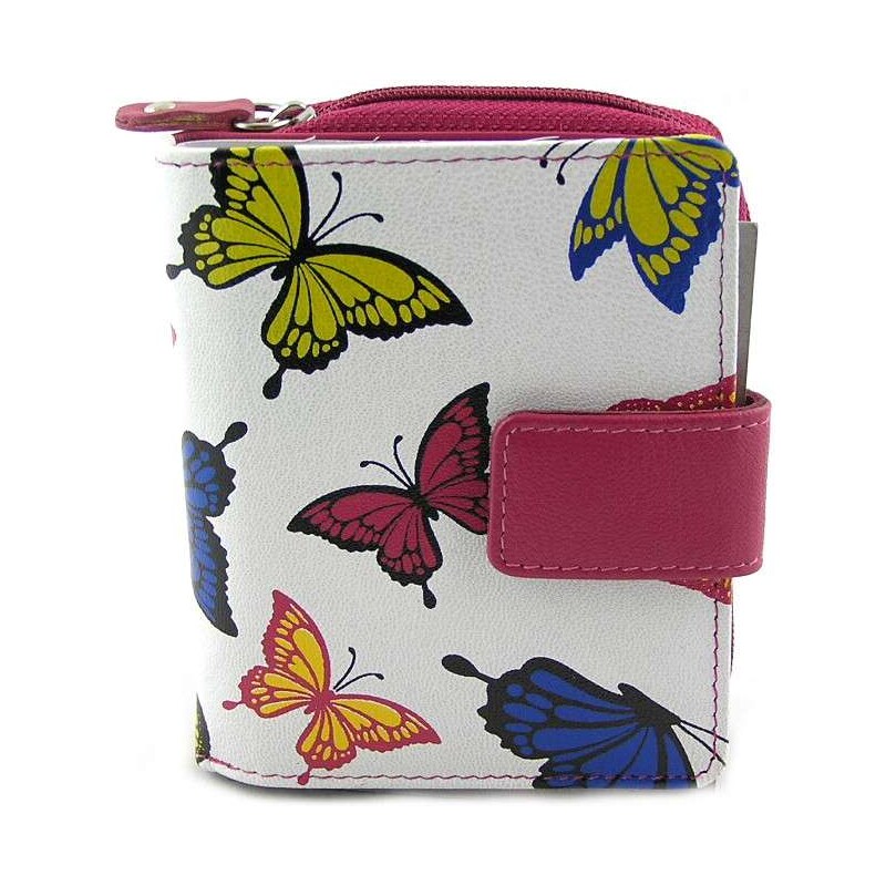 Ostatní Kožená peněženka s motivem motýlů - růžová