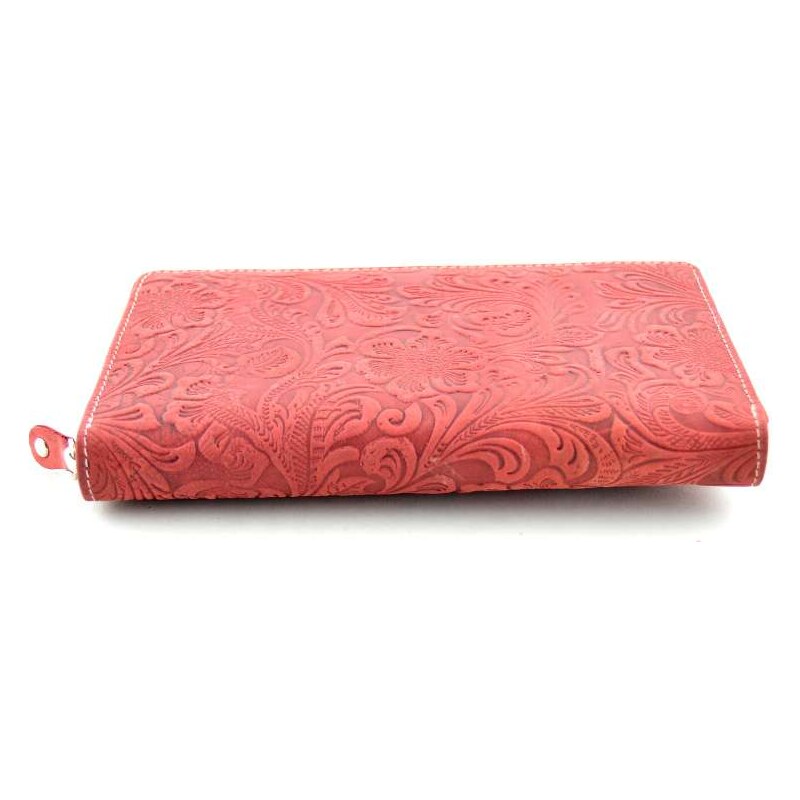 Ostatní Kožená penálová peněženka s ražbou - červená