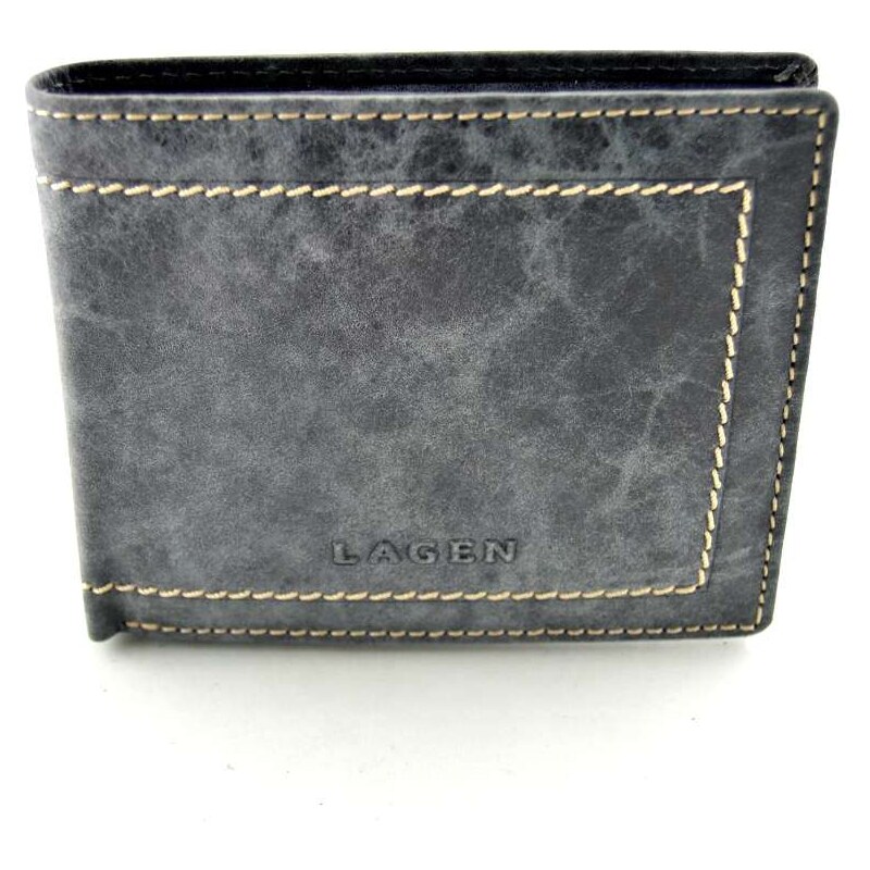 Kožená prošívaná peněženka Lagen - šedá
