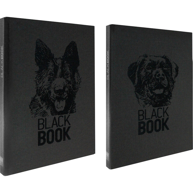 MAKENOTES Zápisník A5 BLACK BOOK DOGS černý (2ks)