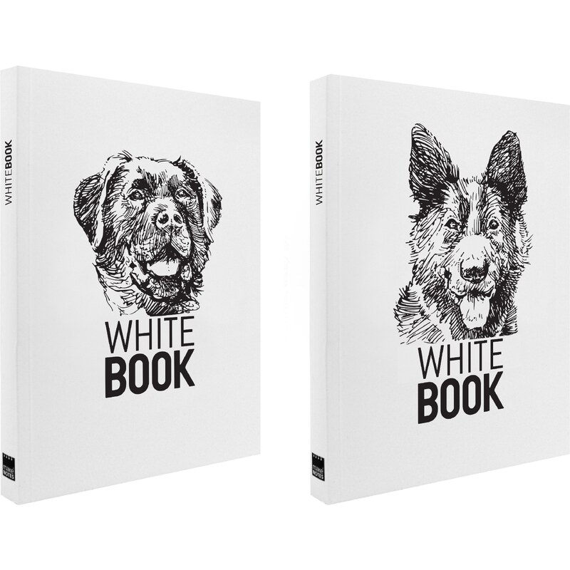 MAKENOTES Zápisník A5 WHITE BOOK DOGS bílý (2ks)