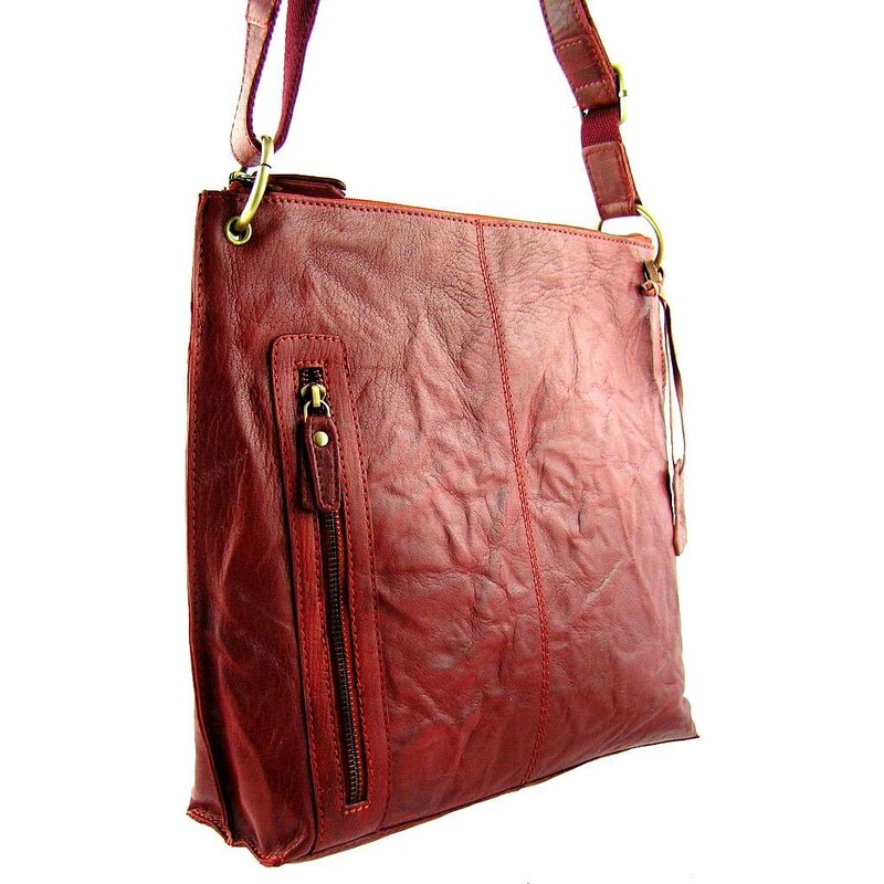 Dámská kožená taška přes rameno Lagen- červená