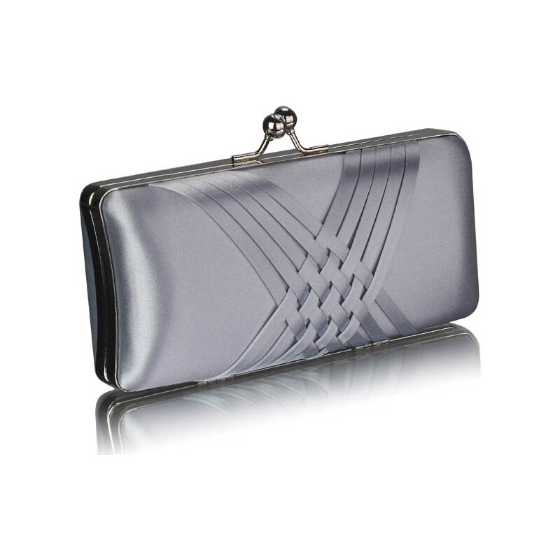 LS fashion společenská saténová kabelka LSE0062 stříbrná