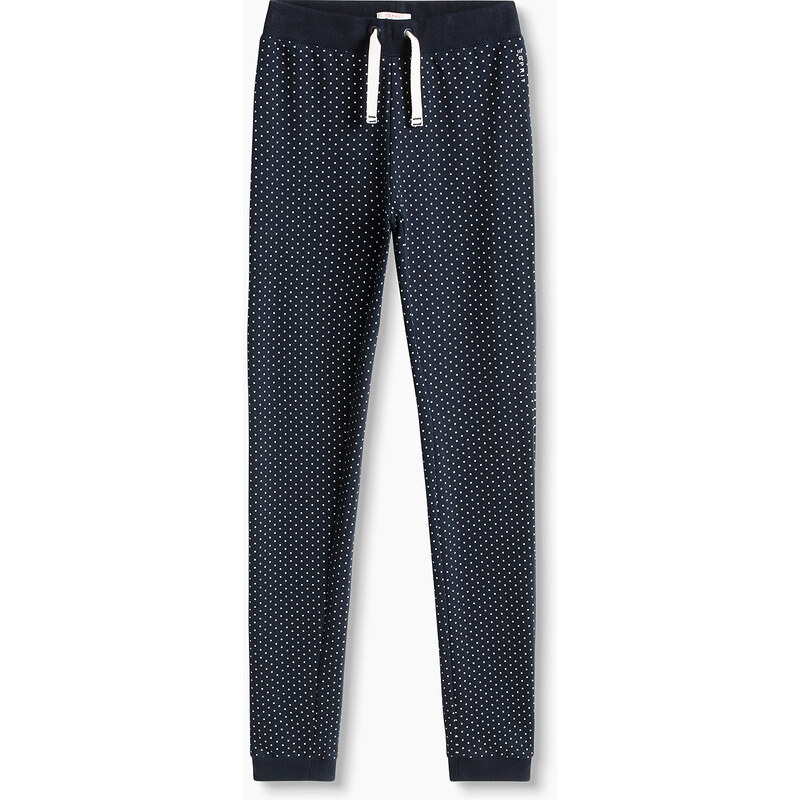 Esprit Bavlněné teplákové kalhoty s puntíky