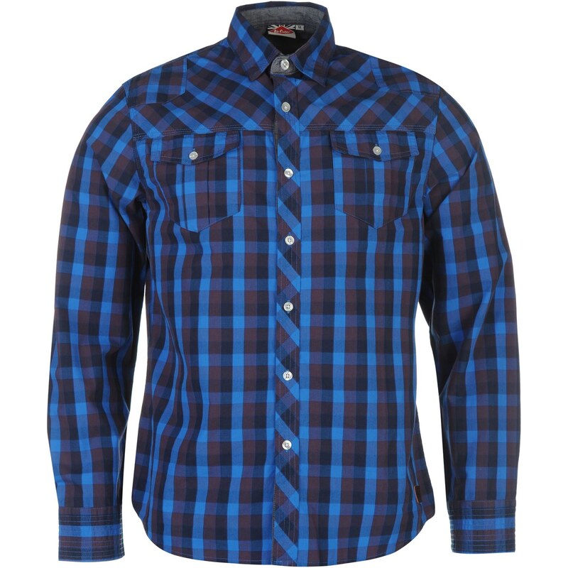 Lee Cooper Carlton Long Sleeve Check Shirt pánské Blue