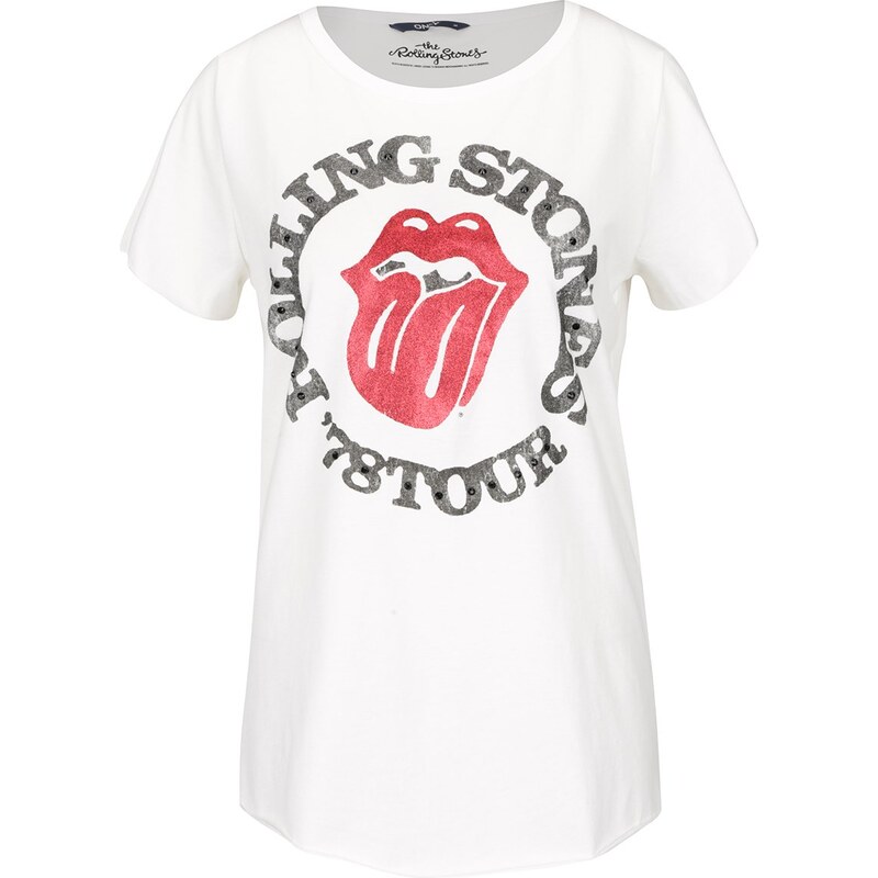 Krémové tričko s potiskem ONLY Rolling Stones