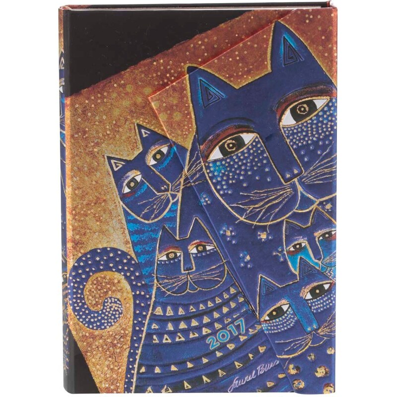 Zlato-modrý diář na rok 2017 Paperblanks Mediterranean Cats Mini