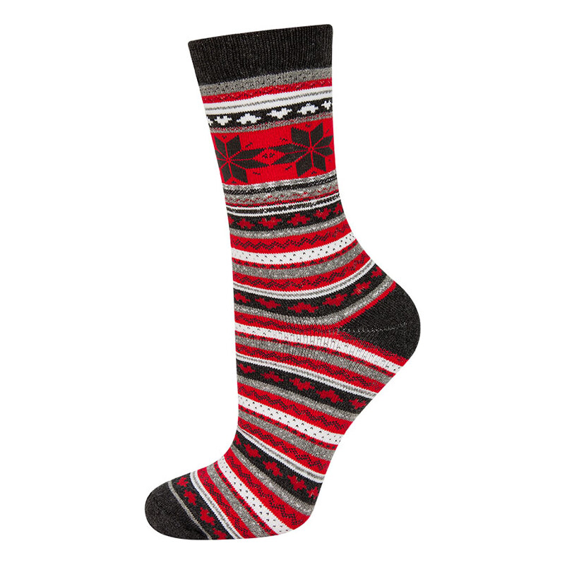 SOXO Dámské šedo-červené ponožky Wintie