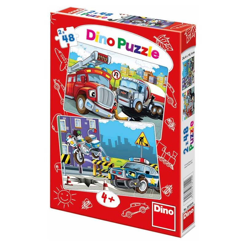Dino Puzzle Hasiči a Policie 2 x 48 dílků