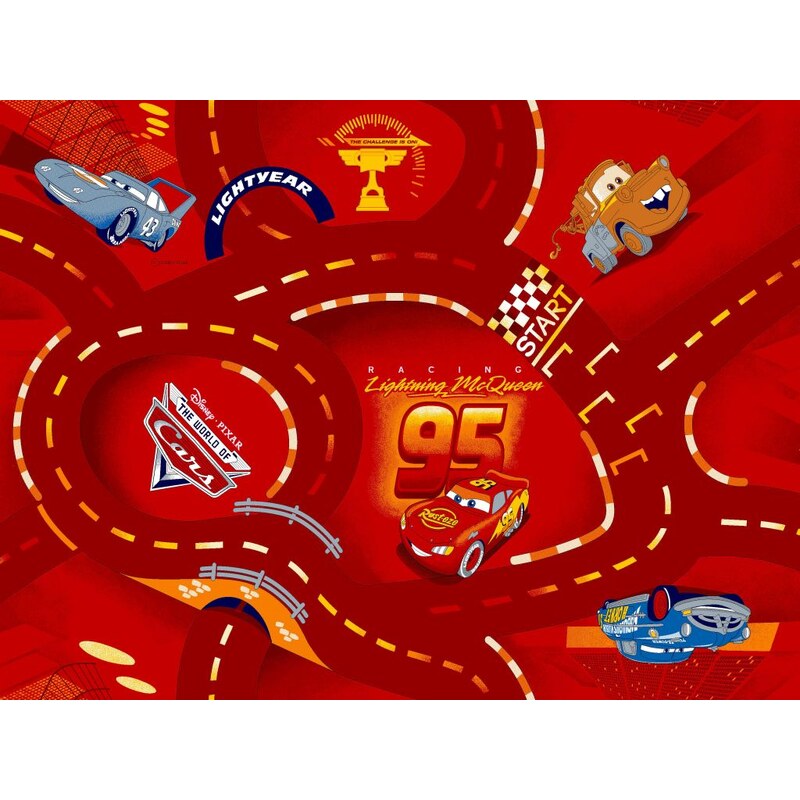 Vopi Dětský koberec Cars, 133x95 cm - červený