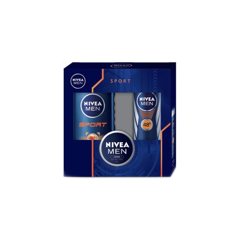 Nivea Men Sport Shower Gel Kit dárková sada M - sprchový gel 250 ml+ antiperspirant 150 ml + krém Men Creme 30 ml Pro pocit svěžesti