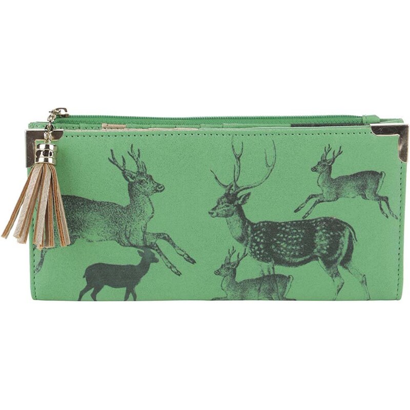 Zelená peněženka s potiskem Disaster Deer