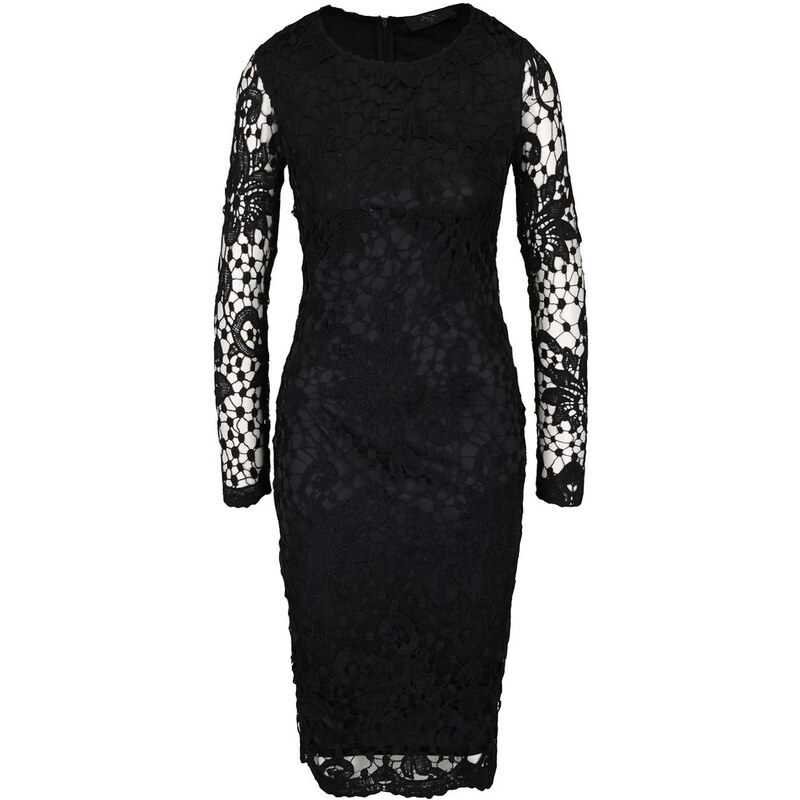 Černé krajkové šaty s dlouhým rukávem AX Paris