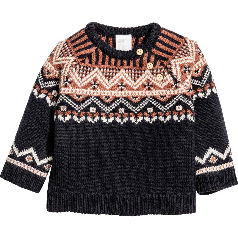 H&M Žakárově pletený vlněný svetr
