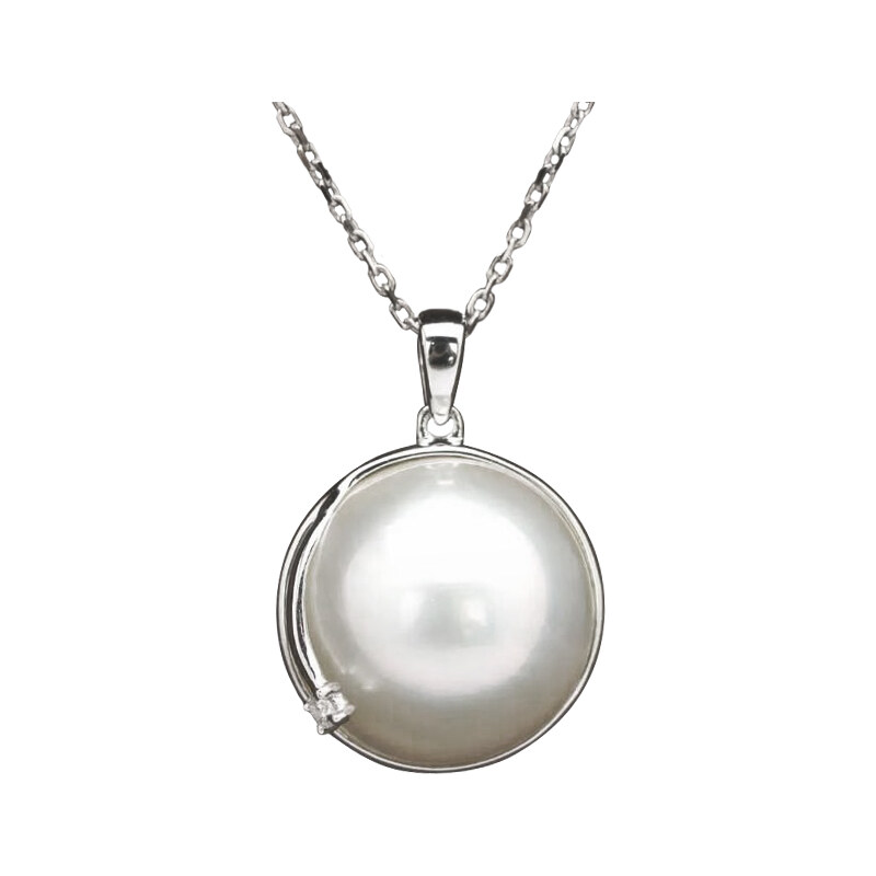 Eppi Bílá perla s diamantem ve zlatém náhrdelníku Manya