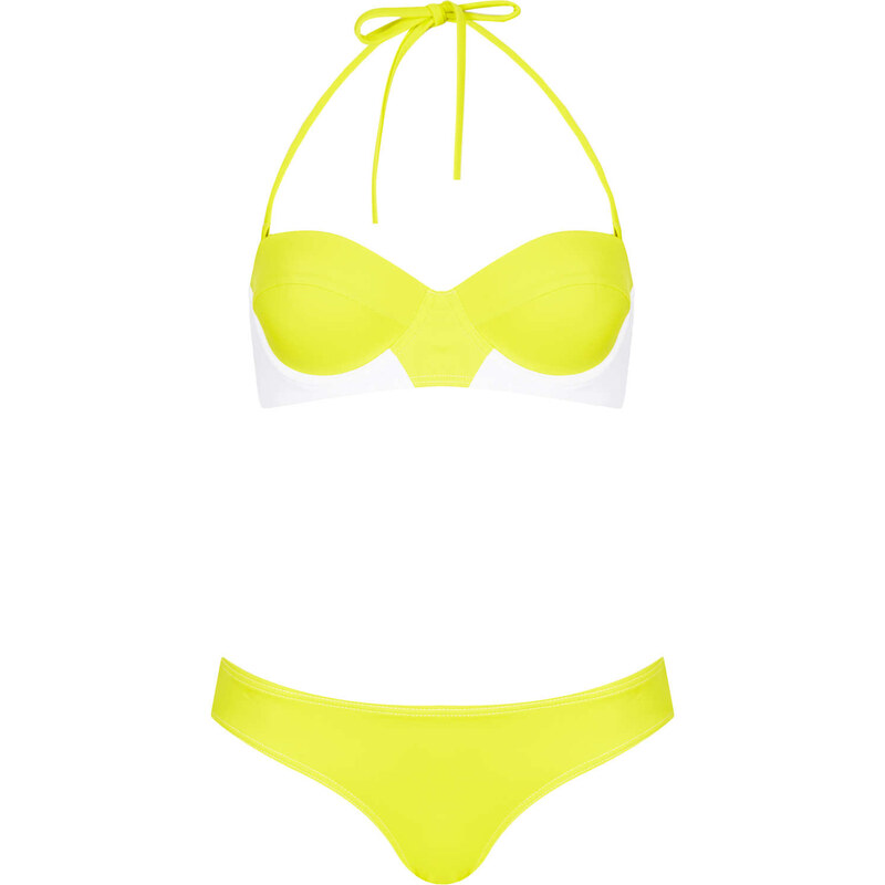 Topshop Lime Push Up Longline Bikini