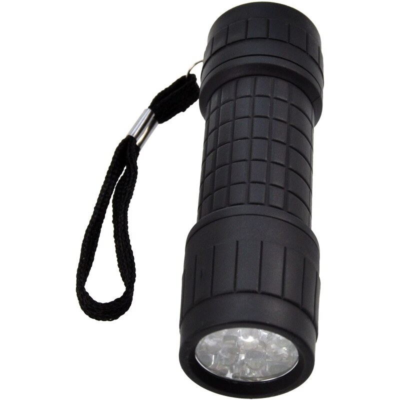 Solight LED Svítilna, 9 x LED, 3 x AAA, pogumovaný povrch, černá, blistr